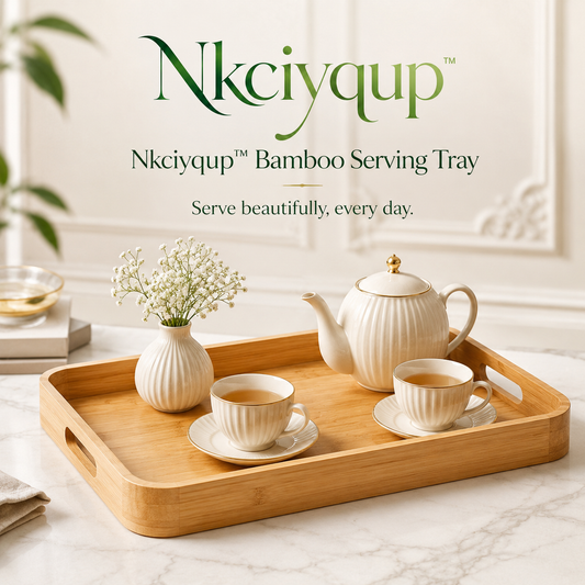 Nkciyqup™ Bamboo Serving Tray – Eco-Friendly, Stylish Entertaining Accessory