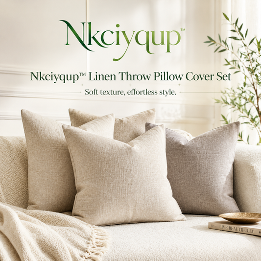 Nkciyqup™ Linen Throw Pillow Cover Set – Decorative, Soft, Modern