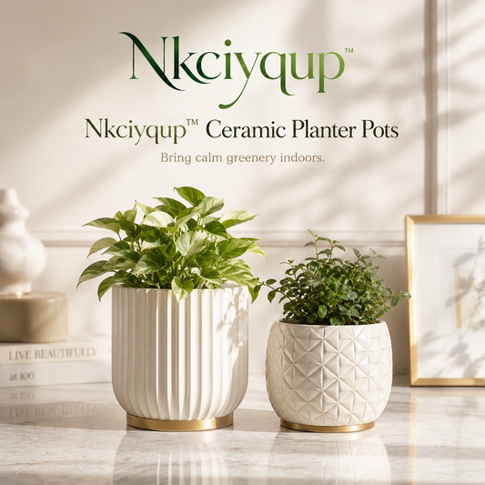 Nkciyqup™ Ceramic Planter Pots – Minimalist Indoor Plant Holders, Set of 2