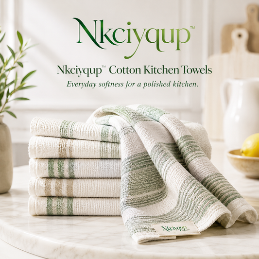 Nkciyqup™ Cotton Kitchen Towels – Premium Absorbent & Soft, Set of 3