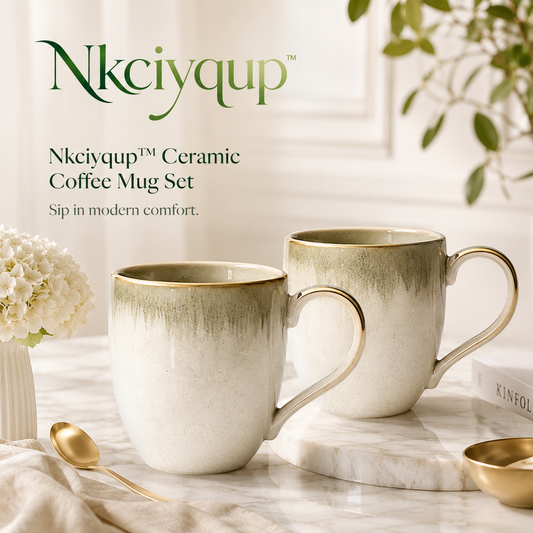 Nkciyqup™ Ceramic Coffee Mug Set – Modern, Elegant Drinkware, Set of 2